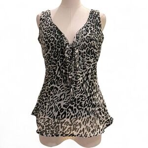 Leopard Print Y2K Tie Detail Top. Sz 8 Animal Print Going Out Party